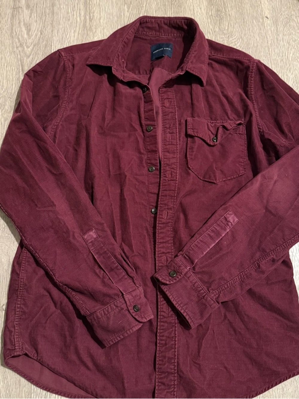 American Eagle Outfitters Corduroy Button-Down in Burgundy
